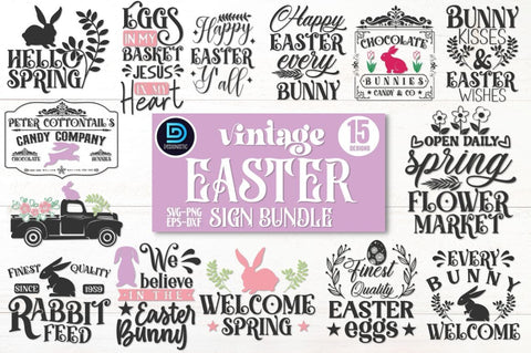 Vintage Easter Sign SVG Bundle SVG DESIGNISTIC 