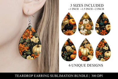 Vintage Fall Pumpkin Tear Drop Earring Sublimation Bundle Sublimation BijouBay 