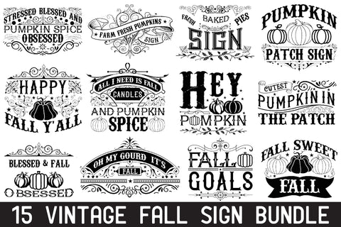 Vintage Fall Sign Bundle SVG Rupkotha 