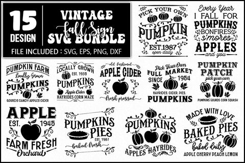 Vintage Fall Sign SVG Bundle SVG Shetara Begum 
