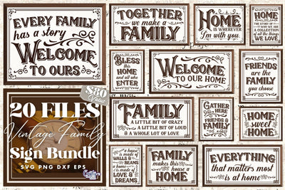 Vintage Family Svg Bundle | Family Vintage Sign Bundle SVG Crafty Mama Studios 