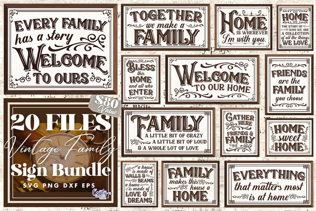Vintage Family Svg Bundle | Family Vintage Sign Bundle SVG Crafty Mama Studios 