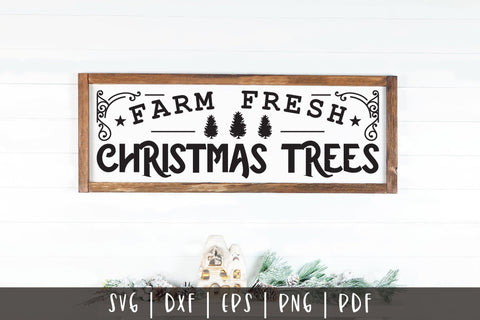 Vintage Farm Fresh Christmas Trees Sign SVG SVG CraftLabSVG 