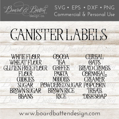Vintage Farmhouse Canister Labels SVG Board & Batten Design Co 