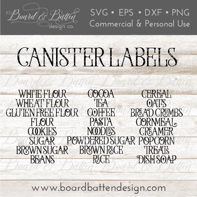 Vintage Farmhouse Canister Labels SVG Board & Batten Design Co 
