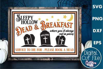 Vintage Farmhouse Halloween Svg Sign, Dead And Breakfast SVG Crafty Mama Studios 
