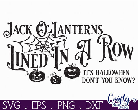 Vintage Farmhouse Halloween Svg Sign, Jack O Lanterns In Row SVG Crafty Mama Studios 