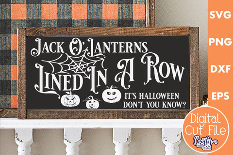 Vintage Farmhouse Halloween Svg Sign, Jack O Lanterns In Row SVG Crafty Mama Studios 