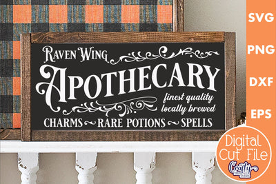 Vintage Farmhouse Halloween Svg Sign, Raven Wing Apothecary SVG Crafty Mama Studios 