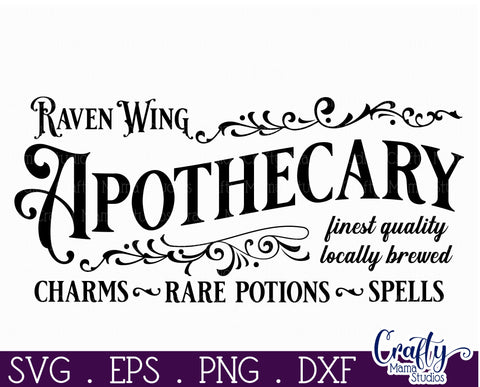 Vintage Farmhouse Halloween Svg Sign, Raven Wing Apothecary SVG Crafty Mama Studios 