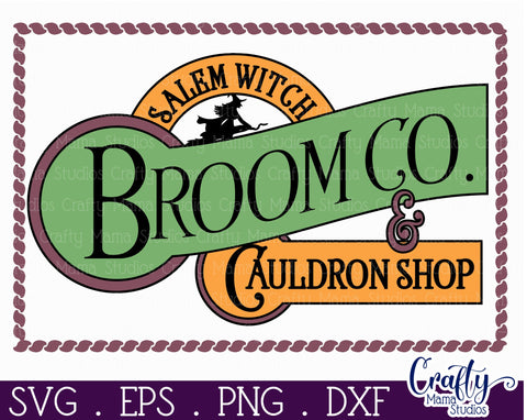 Vintage Farmhouse Halloween Svg Sign, Salem Broom Company SVG Crafty Mama Studios 