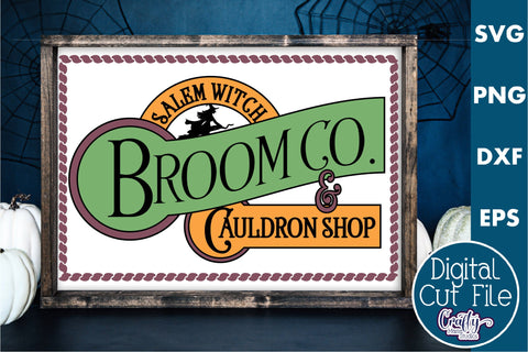 Vintage Farmhouse Halloween Svg Sign, Salem Broom Company SVG Crafty Mama Studios 