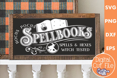 Vintage Farmhouse Halloween Svg Sign, Spellbooks SVG Crafty Mama Studios 