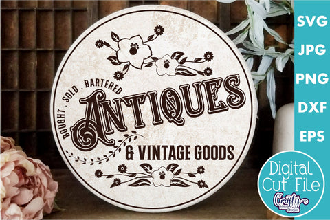 Vintage Farmhouse Home Round Sign Svg | Antiques And Vintage SVG Crafty Mama Studios 