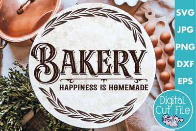 Vintage Farmhouse Home Round Sign Svg | Bakery Wall Hanger SVG Crafty Mama Studios 