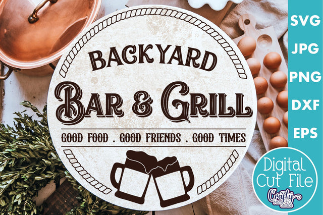 Vintage Farmhouse Home Round Sign Svg | Bar And Grill SVG Crafty Mama Studios 