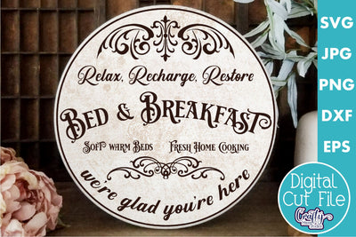 Vintage Farmhouse Home Round Sign Svg | Bed And Breakfast SVG Crafty Mama Studios 