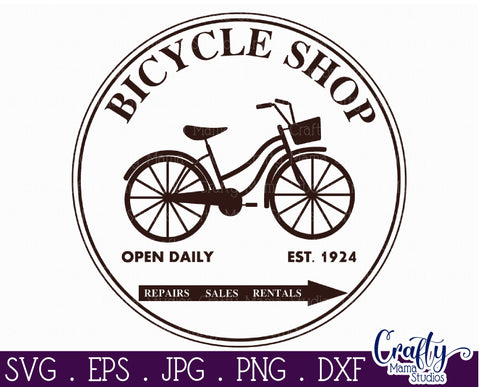 Vintage Farmhouse Home Round Sign Svg | Bicycle Shop SVG Crafty Mama Studios 