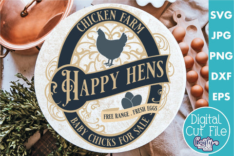 Vintage Farmhouse Home Round Sign Svg | Chicken Farm SVG Crafty Mama Studios 