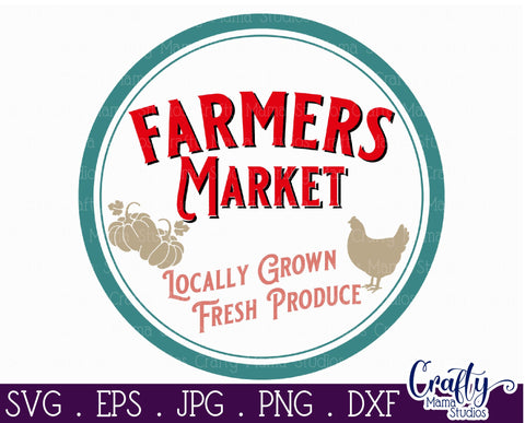 Vintage Farmhouse Home Round Sign Svg | Farmers Market SVG Crafty Mama Studios 