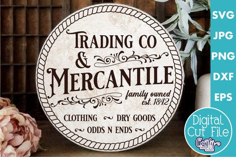 Vintage Farmhouse Home Round Sign Svg | Mercantile SVG Crafty Mama Studios 