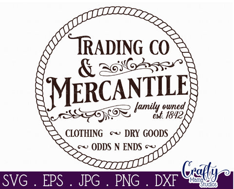 Vintage Farmhouse Home Round Sign Svg | Mercantile SVG Crafty Mama Studios 