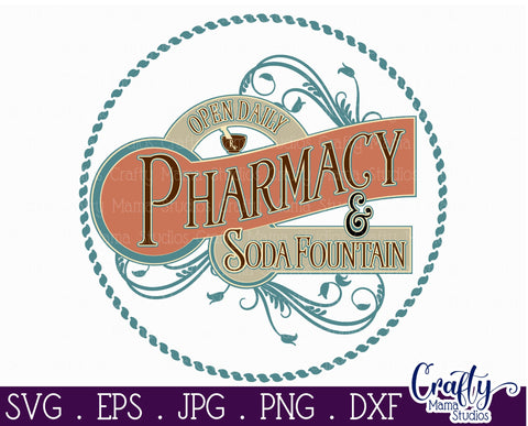 Vintage Farmhouse Home Round Sign Svg | Pharmacy SVG Crafty Mama Studios 