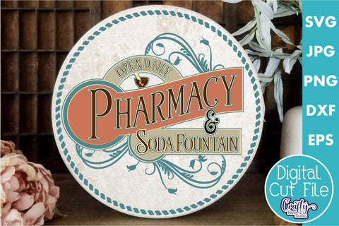 Vintage Farmhouse Home Round Sign Svg | Pharmacy SVG Crafty Mama Studios 