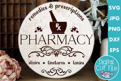 Vintage Farmhouse Home Round Sign Svg | Pharmacy SVG Crafty Mama Studios 