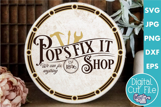 Vintage Farmhouse Home Round Sign Svg | Pops Fix It Shop SVG Crafty Mama Studios 