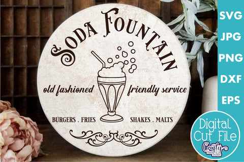 Vintage Farmhouse Home Round Sign Svg | Soda Fountain SVG Crafty Mama Studios 