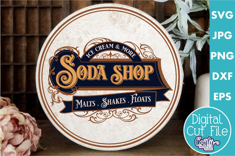 Vintage Farmhouse Home Round Sign Svg | Soda Shop SVG Crafty Mama Studios 