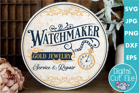 Vintage Farmhouse Home Round Sign Svg | Watchmaker Shop SVG Crafty Mama Studios 