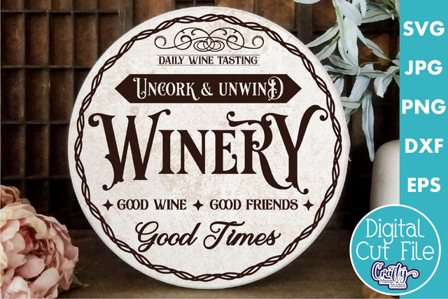 Vintage Farmhouse Home Round Sign Svg | Winery SVG Crafty Mama Studios 