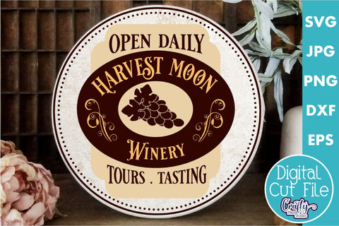 Vintage Farmhouse Home Round Sign Svg | Winery SVG Crafty Mama Studios 