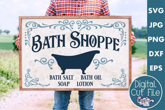Vintage Farmhouse Home Sign | Bath Shoppe Wall Art Svg SVG Crafty Mama Studios 