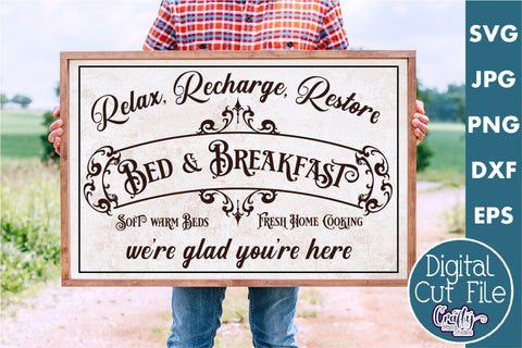 Vintage Farmhouse Home Sign | Bed And Breakfast Wall Art Svg SVG Crafty Mama Studios 