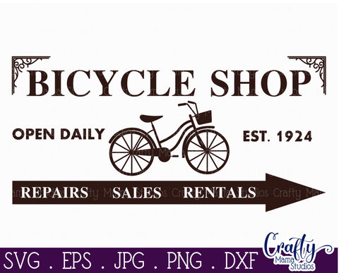 Vintage Farmhouse Home Sign | Bicycle Shop Wall Art Svg SVG Crafty Mama Studios 