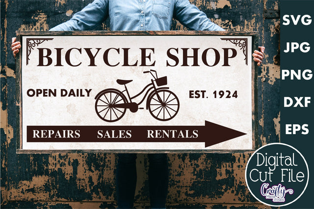 Vintage Farmhouse Home Sign | Bicycle Shop Wall Art Svg SVG Crafty Mama Studios 