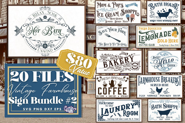 Vintage Farmhouse Home Sign Bundle #2 | Victorian Decor SVG Crafty Mama Studios 