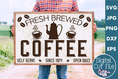 Vintage Farmhouse Home Sign | Fresh Brewed Coffee Design Svg SVG Crafty Mama Studios 