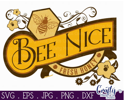 Vintage Farmhouse Home Sign | Fresh Honey Bee Wall Art Svg SVG Crafty Mama Studios 