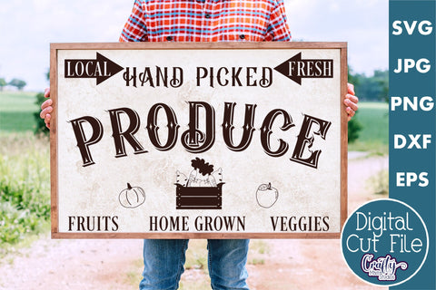 Vintage Farmhouse Home Sign | Fresh Produce Wall Art Svg SVG Crafty Mama Studios 