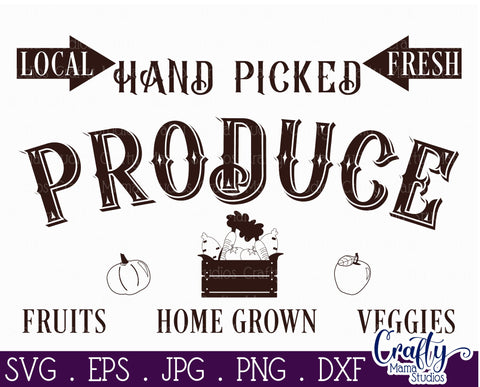 Vintage Farmhouse Home Sign | Fresh Produce Wall Art Svg SVG Crafty Mama Studios 