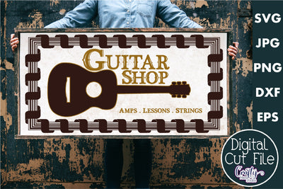 Vintage Farmhouse Home Sign | Guitar Shop Music Wall Art Svg SVG Crafty Mama Studios 