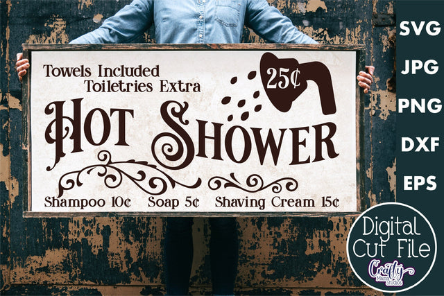 Vintage Farmhouse Home Sign | Hot Shower Wall Art Svg Design SVG Crafty Mama Studios 