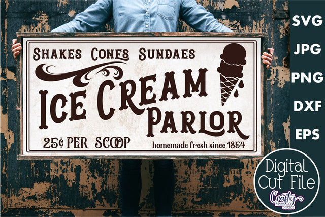 Vintage Farmhouse Home Sign | Ice Cream Parlor Wall Art Svg SVG Crafty Mama Studios 