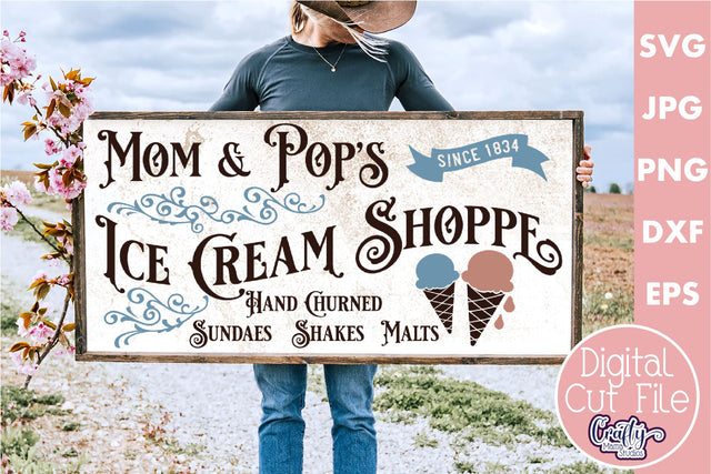 Vintage Farmhouse Home Sign | Ice Cream Shoppe Wall Art Svg SVG Crafty Mama Studios 