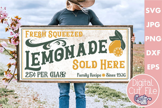 Vintage Farmhouse Home Sign | Lemonade Wall Art Svg SVG Crafty Mama Studios 