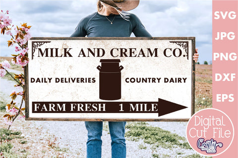 Vintage Farmhouse Home Sign | Milk And Cream Co Wall Art Svg SVG Crafty Mama Studios 